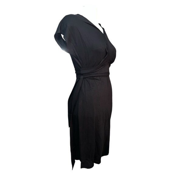 Universal Standard V Neck Tie Waist Soft Casual Dress Sz 4XS (XS 00-0) Black Sho - Picture 16 of 16